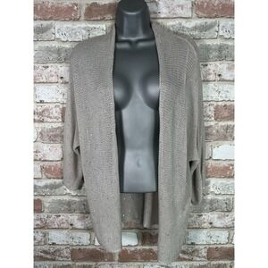 Eileen Fisher Taupe Open-Front Knit Cardigan L